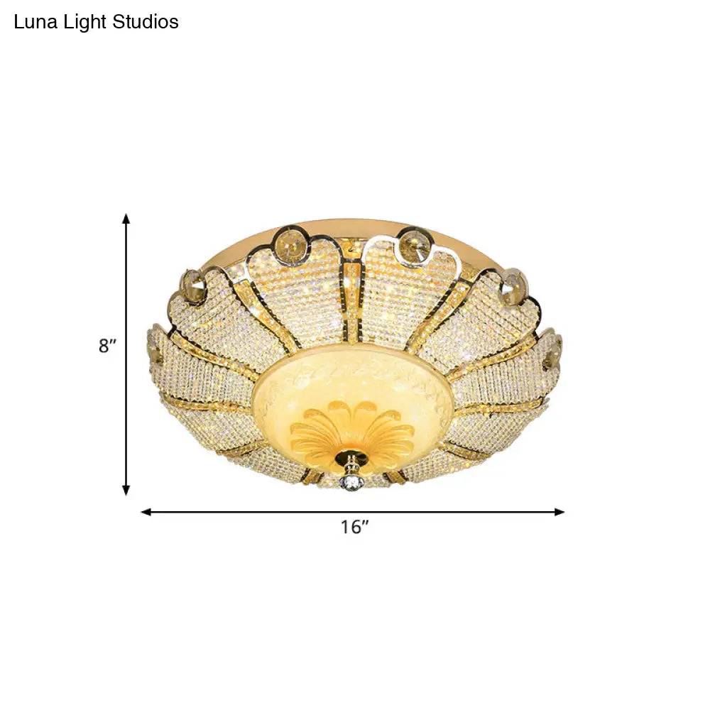 16"/19.5" W LED Modern Scalloped Crystal Flush Mount Spotlight in Gold