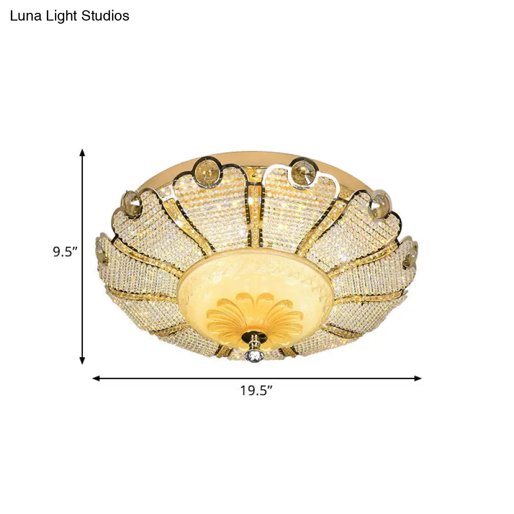 16"/19.5" W LED Modern Scalloped Crystal Flush Mount Spotlight in Gold