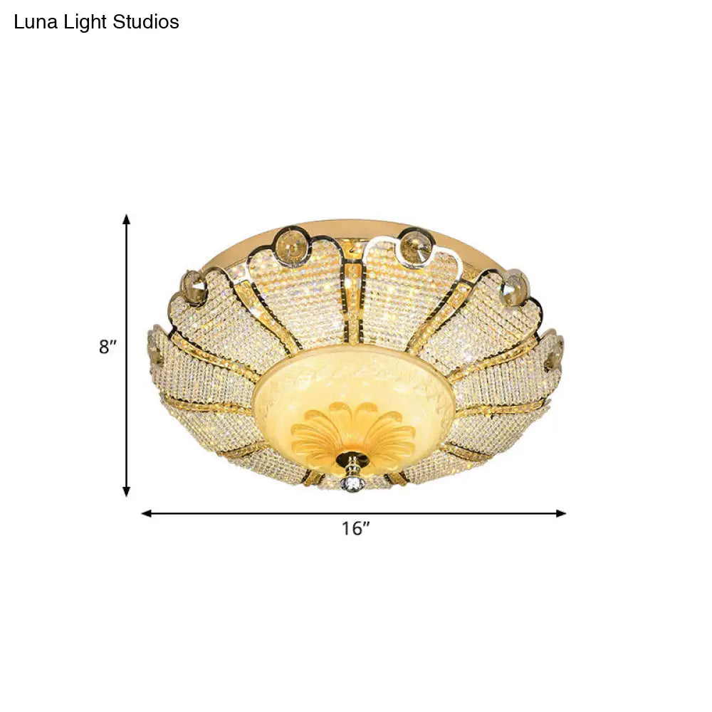 16"/19.5" W LED Modern Scalloped Crystal Flush Mount Spotlight in Gold