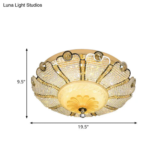 16"/19.5" W LED Modern Scalloped Crystal Flush Mount Spotlight in Gold