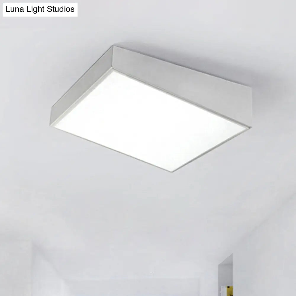 16"/19.5" Wide Contemporary LED Metal Shade Flush Lighting - White/Black Trapezoid Flush Mount Light in White/Warm Light