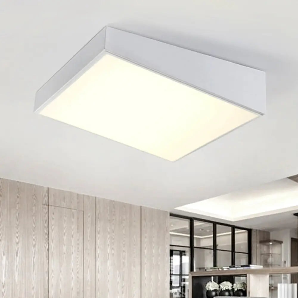 16"/19.5" Wide Contemporary LED Metal Shade Flush Lighting - White/Black Trapezoid Flush Mount Light in White/Warm Light