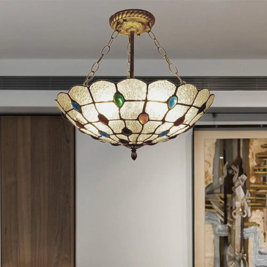16"/19.5" Wide Peacock Pendant Light Inverted Chandelier with Colorful Jewelry – Traditional Design for Cloth Shop
