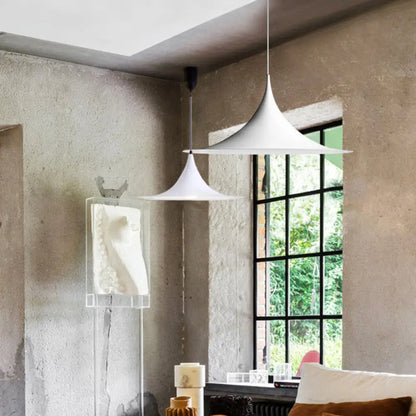 DecorBites™ 16"/19"W Trumpet Pendant Lighting Simplicity Metal 1 Light Black/Grey/White Hanging Light