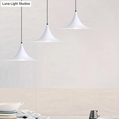 DecorBites™ 16"/19"W Trumpet Pendant Lighting Simplicity Metal 1 Light Black/Grey/White Hanging Light