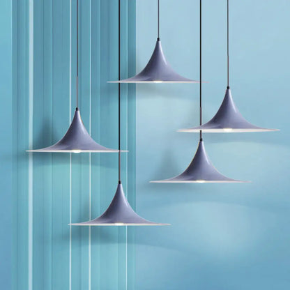 DecorBites™ 16"/19"W Trumpet Pendant Lighting Simplicity Metal 1 Light Black/Grey/White Hanging Light