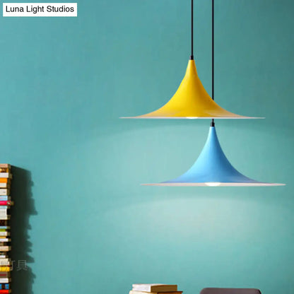 DecorBites™ 16"/19"W Trumpet Pendant Lighting Simplicity Metal 1 Light Black/Grey/White Hanging Light