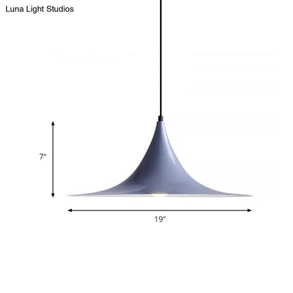 DecorBites™ 16"/19"W Trumpet Pendant Lighting Simplicity Metal 1 Light Black/Grey/White Hanging Light