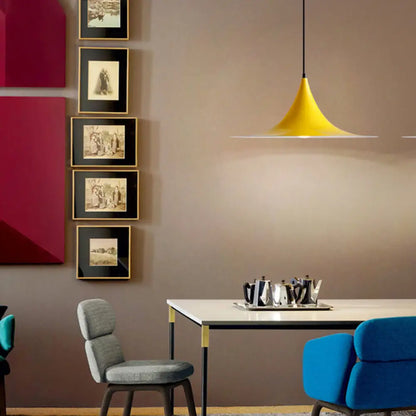 DecorBites™ 16"/19"W Trumpet Pendant Lighting Simplicity Metal 1 Light Black/Grey/White Hanging Light