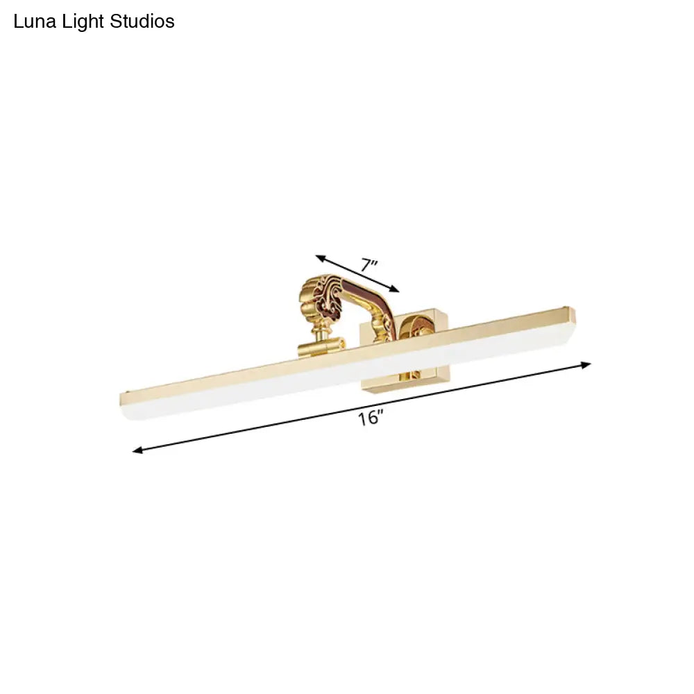 16"/21.5" Modern LED Vanity Lighting - Ultra-Thin Golden Metal & Acrylic Wall Mounted Light