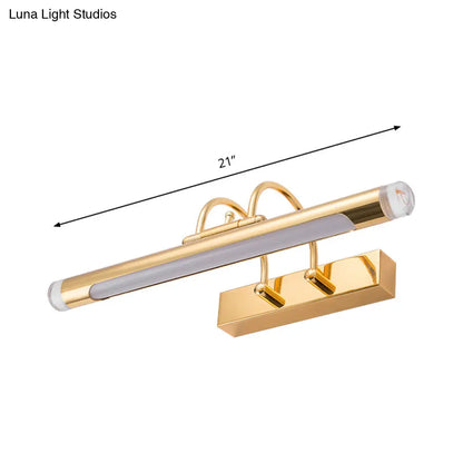 Lámpara de tocador cilíndrica DecorBites™ de 16"/21" en dorado metálico - Estilo modernista, LED, luz blanca cálida