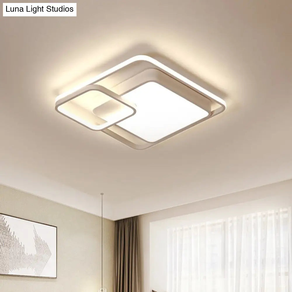 16-35.5" W Modern White Rectangle Ceiling Light with High Penetrated Acrylic LED - Flushmount in Warm/White/3 Color Light