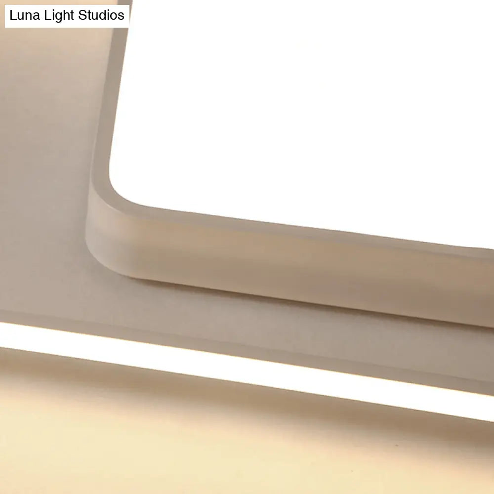 16-35.5" W Modern White Rectangle Ceiling Light with High Penetrated Acrylic LED - Flushmount in Warm/White/3 Color Light