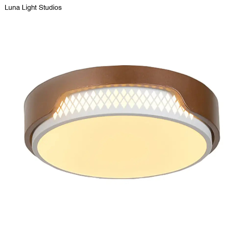 16.5"/20.5" Dia Brown Round Flush Ceiling Light with Simplicity Acrylic LED, Warm/White Light Fixture