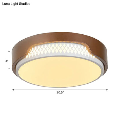 Lámpara de techo redonda empotrada DecorBites™ de 16,5"/20,5" de diámetro, color marrón, con LED acrílico Simplicity, luz cálida/blanca.