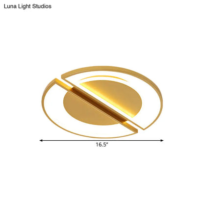 DecorBites™ DecorBites™ 16.5"/20.5" LED Bedroom Flush Mount Lamp - Simple Gold Ceiling Light with Round Shade in Warm/White Light