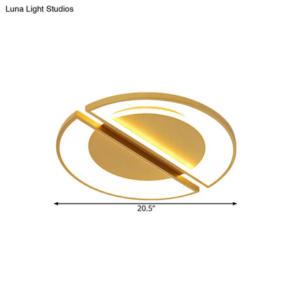 DecorBites™ DecorBites™ 16.5"/20.5" LED Bedroom Flush Mount Lamp - Simple Gold Ceiling Light with Round Shade in Warm/White Light