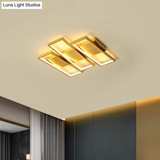 16.5"/20.5" Modern LED Flush Ceiling Light in Gold, Rectangle Shape, Acrylic Shade