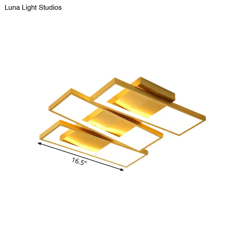 16.5"/20.5" Modern LED Flush Ceiling Light in Gold, Rectangle Shape, Acrylic Shade