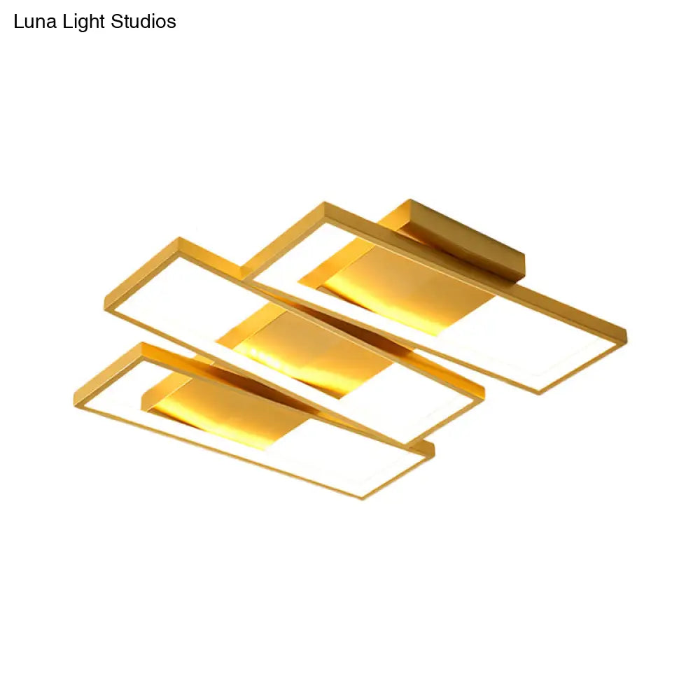 16.5"/20.5" Modern LED Flush Ceiling Light in Gold, Rectangle Shape, Acrylic Shade