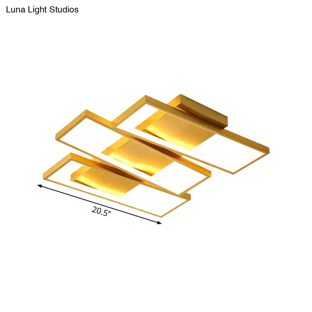16.5"/20.5" Modern LED Flush Ceiling Light in Gold, Rectangle Shape, Acrylic Shade