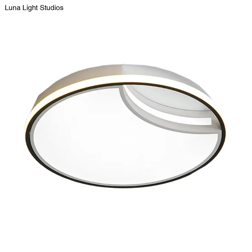 16.5"/20.5" White Segment Flush Mount Lamp - Simplicity LED Acrylic Lighting in Warm Light - Bedroom Flushmount