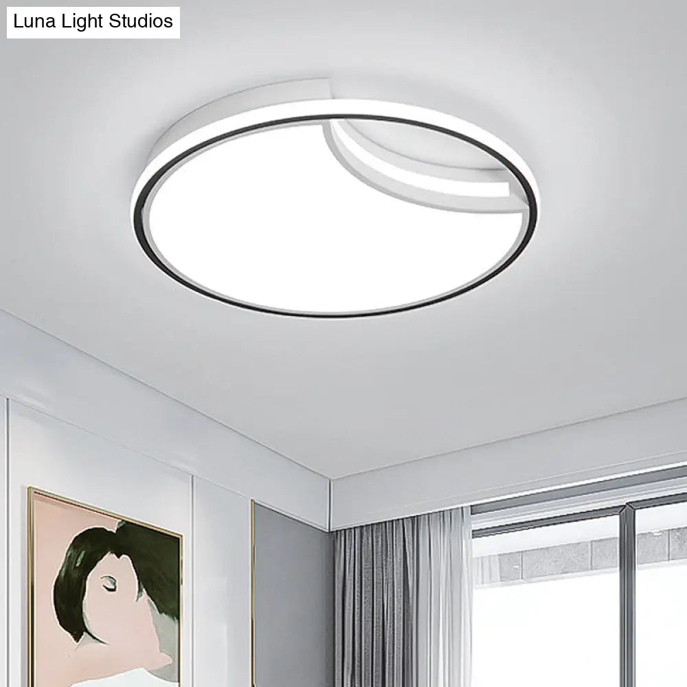 16.5"/20.5" White Segment Flush Mount Lamp - Simplicity LED Acrylic Lighting in Warm Light - Bedroom Flushmount