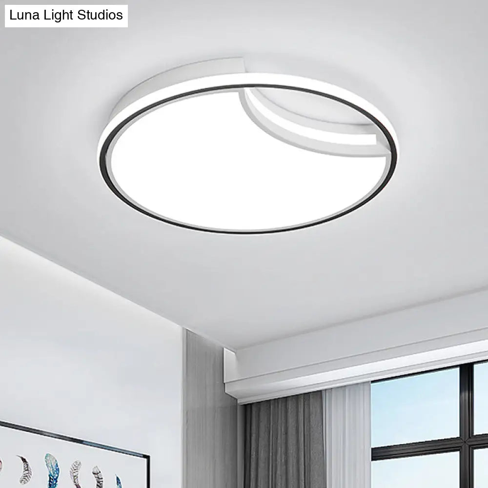 16.5"/20.5" White Segment Flush Mount Lamp - Simplicity LED Acrylic Lighting in Warm Light - Bedroom Flushmount