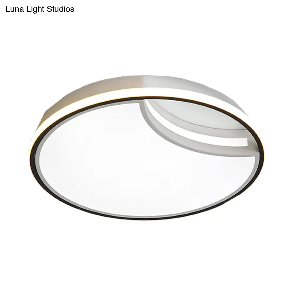 16.5"/20.5" White Segment Flush Mount Lamp - Simplicity LED Acrylic Lighting in Warm Light - Bedroom Flushmount