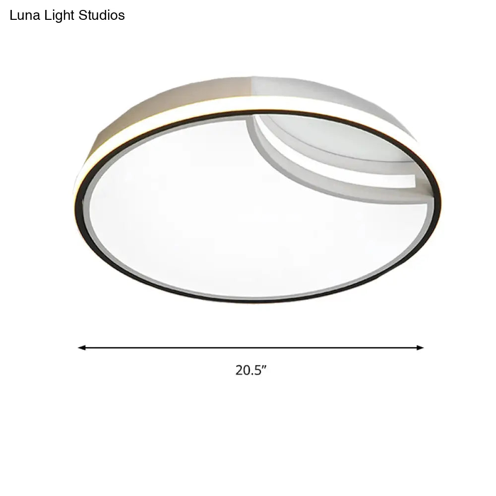 16.5"/20.5" White Segment Flush Mount Lamp - Simplicity LED Acrylic Lighting in Warm Light - Bedroom Flushmount