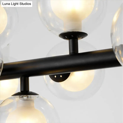 Lámpara colgante moderna de isla DecorBites™ de 16 luces en color negro - Lámpara de techo esférica de cristal para mesa de comedor