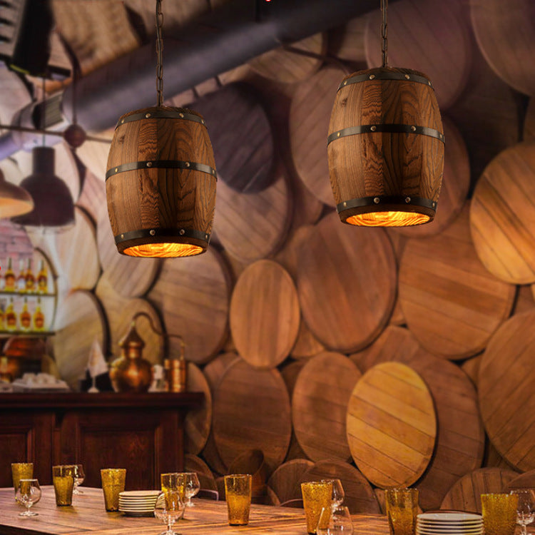 Wooden Barrel Chandelier