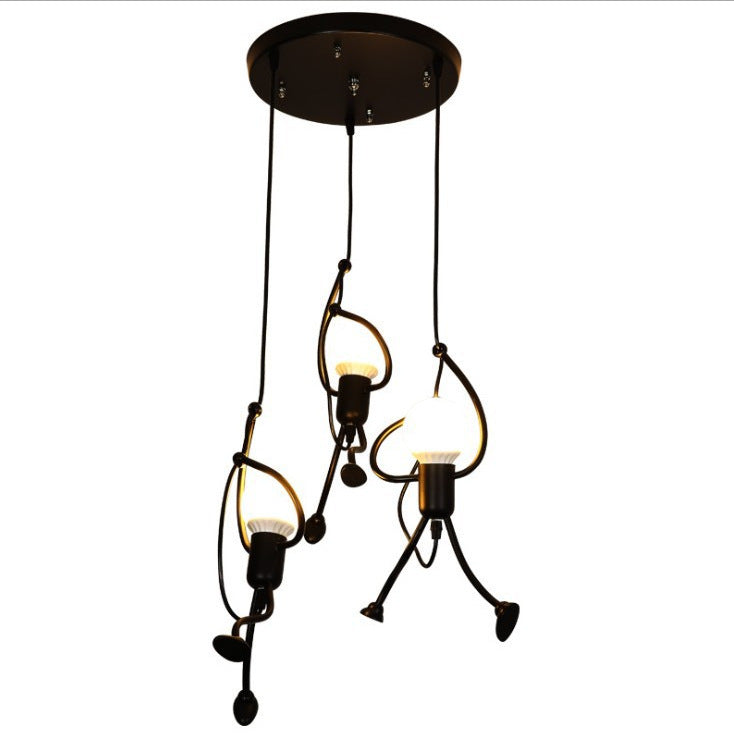 Black Iron Chandelier Round Three-Head Design