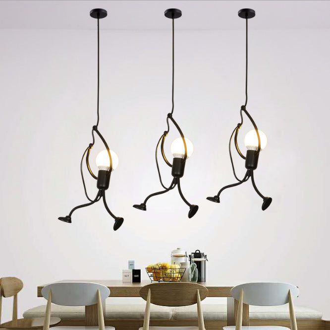 Black Iron Chandelier Round Three-Head Design