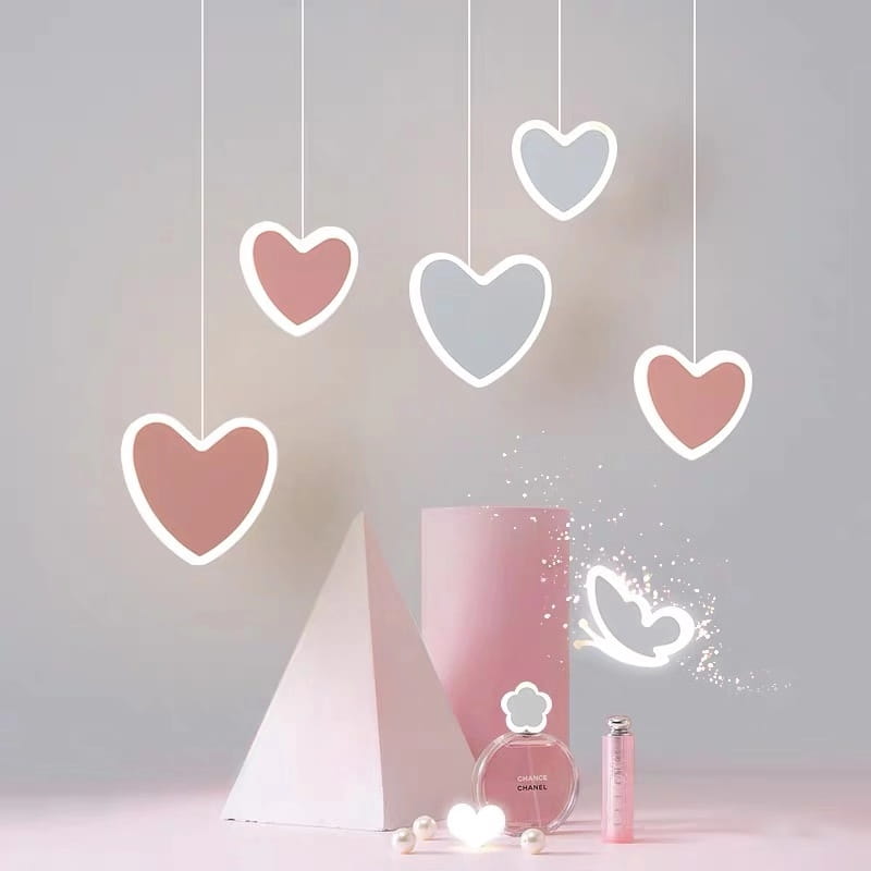 Creative Heart-shaped Butterfly Flower Children’s Room Ceiling Lamp Chandelier Bedroom Lamps