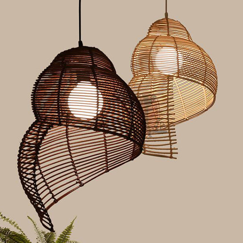 Rattan Snail Pendant Light