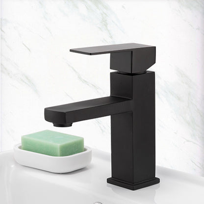 Stainless Steel Black Washbasin Faucet Square Height Single Hole Basin Faucet