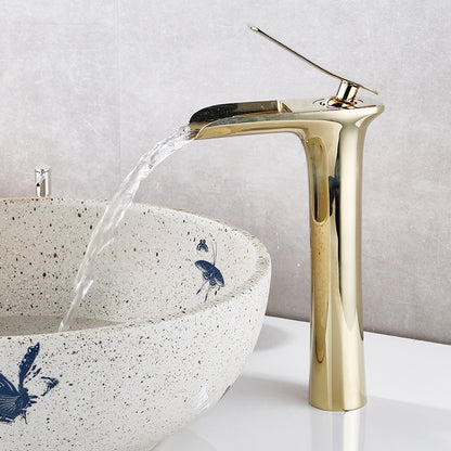 All Copper Antique Faucet Basin Basin Waterfall Faucet Retro Wash Basin Bathroom Hot And Cold Water Faucet