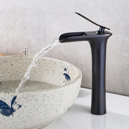 All Copper Antique Faucet Basin Basin Waterfall Faucet Retro Wash Basin Bathroom Hot And Cold Water Faucet