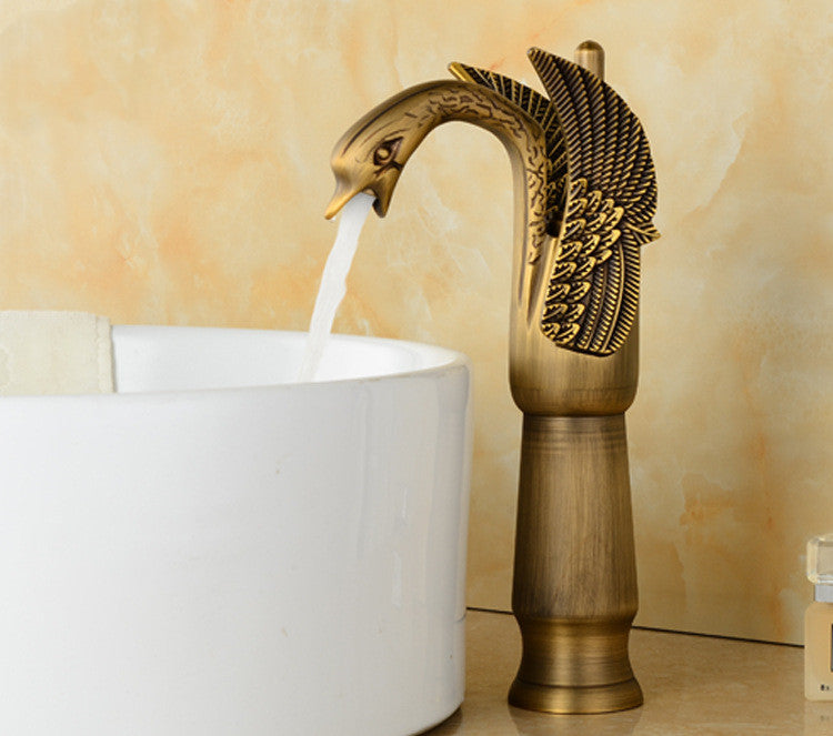 Grifo de Lavabo de Cobre Antiguo Grifo de Baño para Tocador Soporte de Mano