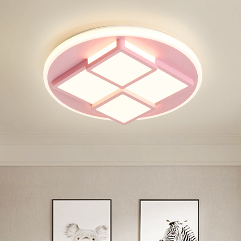 DecorBites™ DecorBites™ Nordic Pink/White LED Ceiling Light for Bedroom - Square Acrylic Flush Mount