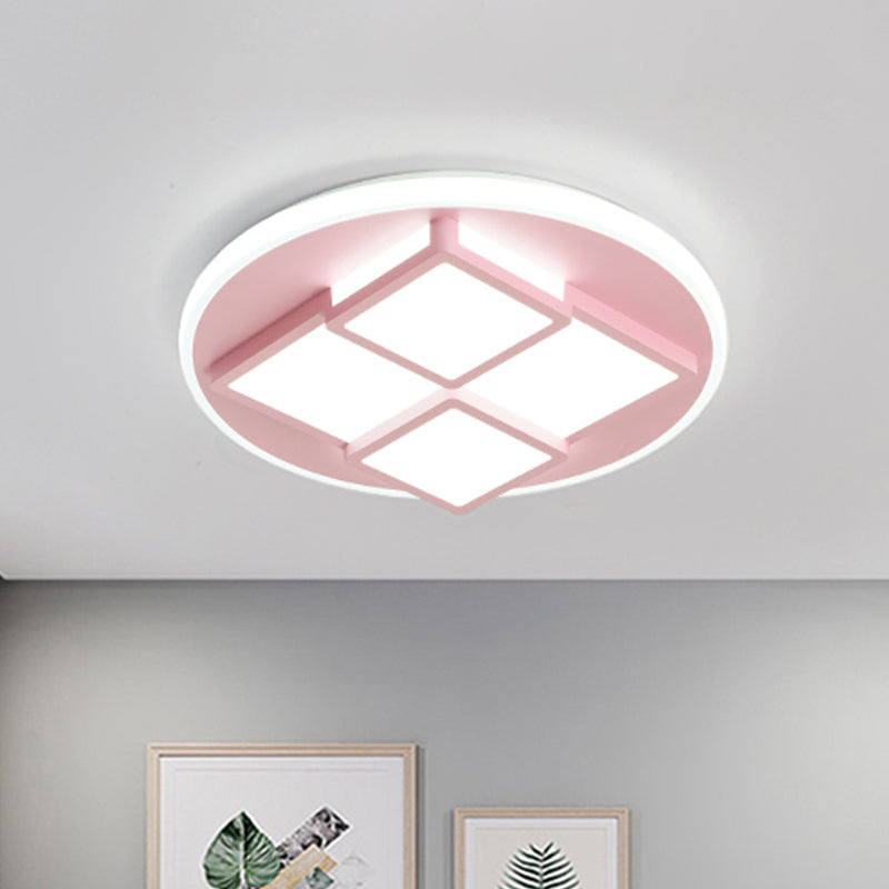 DecorBites™ DecorBites™ Nordic Pink/White LED Ceiling Light for Bedroom - Square Acrylic Flush Mount
