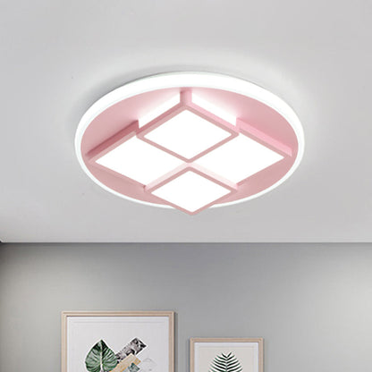 DecorBites™ DecorBites™ Nordic Pink/White LED Ceiling Light for Bedroom - Square Acrylic Flush Mount
