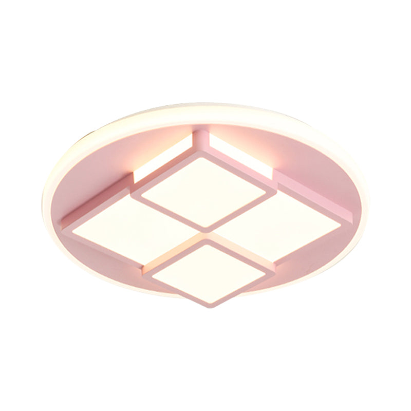 DecorBites™ DecorBites™ Nordic Pink/White LED Ceiling Light for Bedroom - Square Acrylic Flush Mount