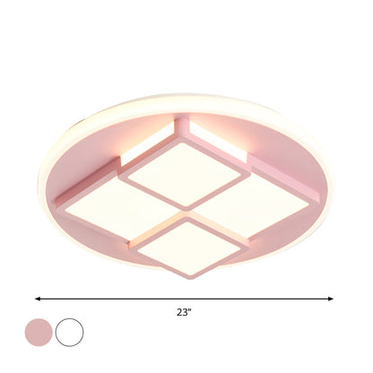 DecorBites™ DecorBites™ Nordic Pink/White LED Ceiling Light for Bedroom - Square Acrylic Flush Mount