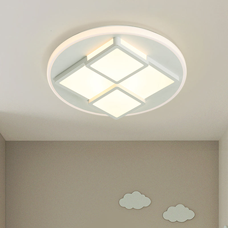 DecorBites™ DecorBites™ Nordic Pink/White LED Ceiling Light for Bedroom - Square Acrylic Flush Mount