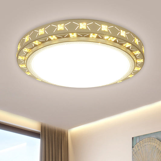 DecorBites™ DecorBites™ Contemporary LED Ceiling Flush Mount in White with Beveled Crystal Deco