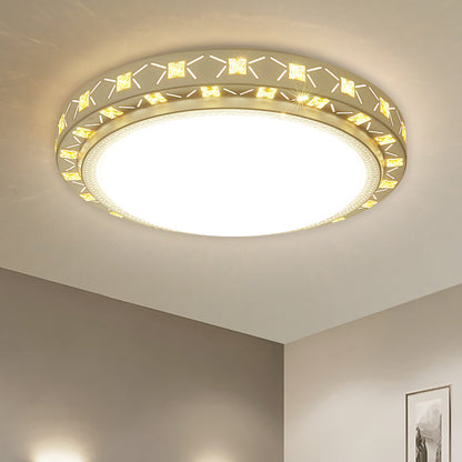 DecorBites™ DecorBites™ Contemporary LED Ceiling Flush Mount in White with Beveled Crystal Deco