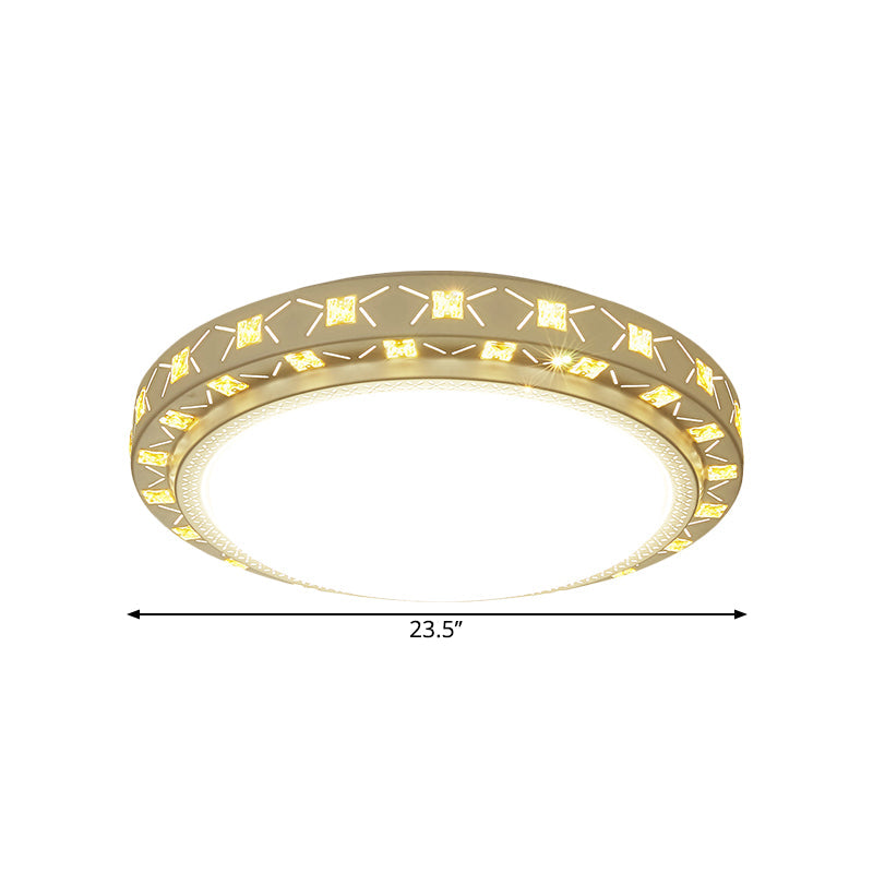 DecorBites™ DecorBites™ Contemporary LED Ceiling Flush Mount in White with Beveled Crystal Deco