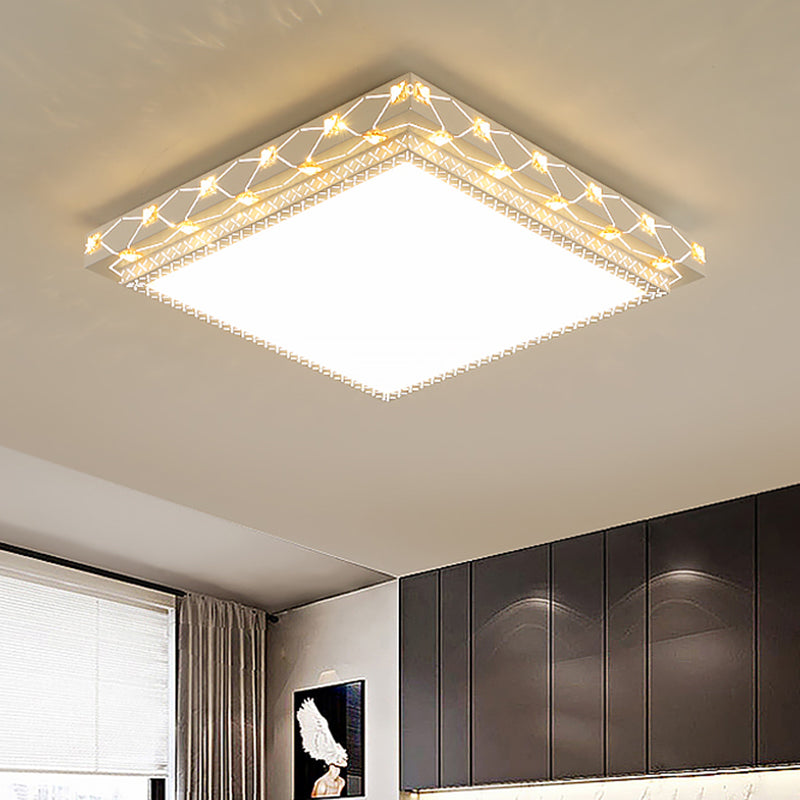 DecorBites™ DecorBites™ Contemporary LED Ceiling Flush Mount in White with Beveled Crystal Deco
